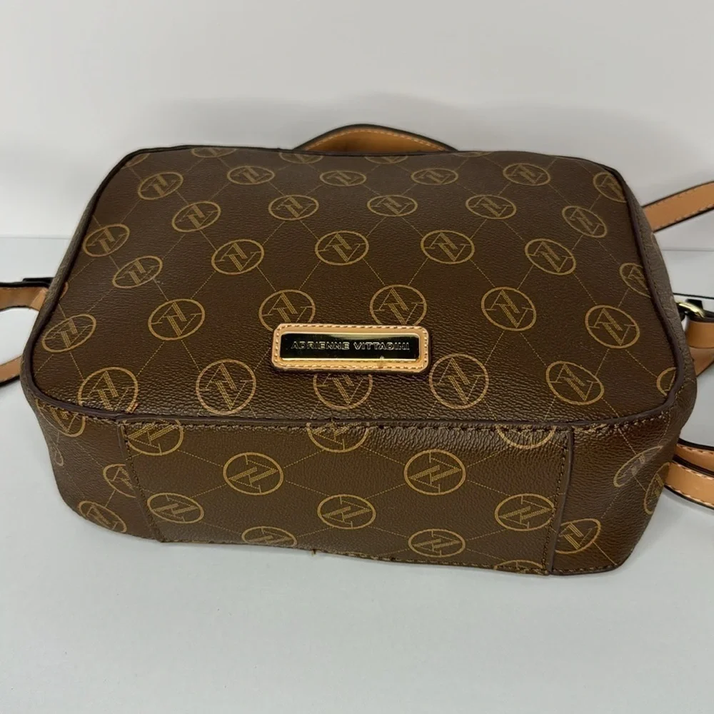 Adrienne Vittadini brown logo tassel crossbody bag